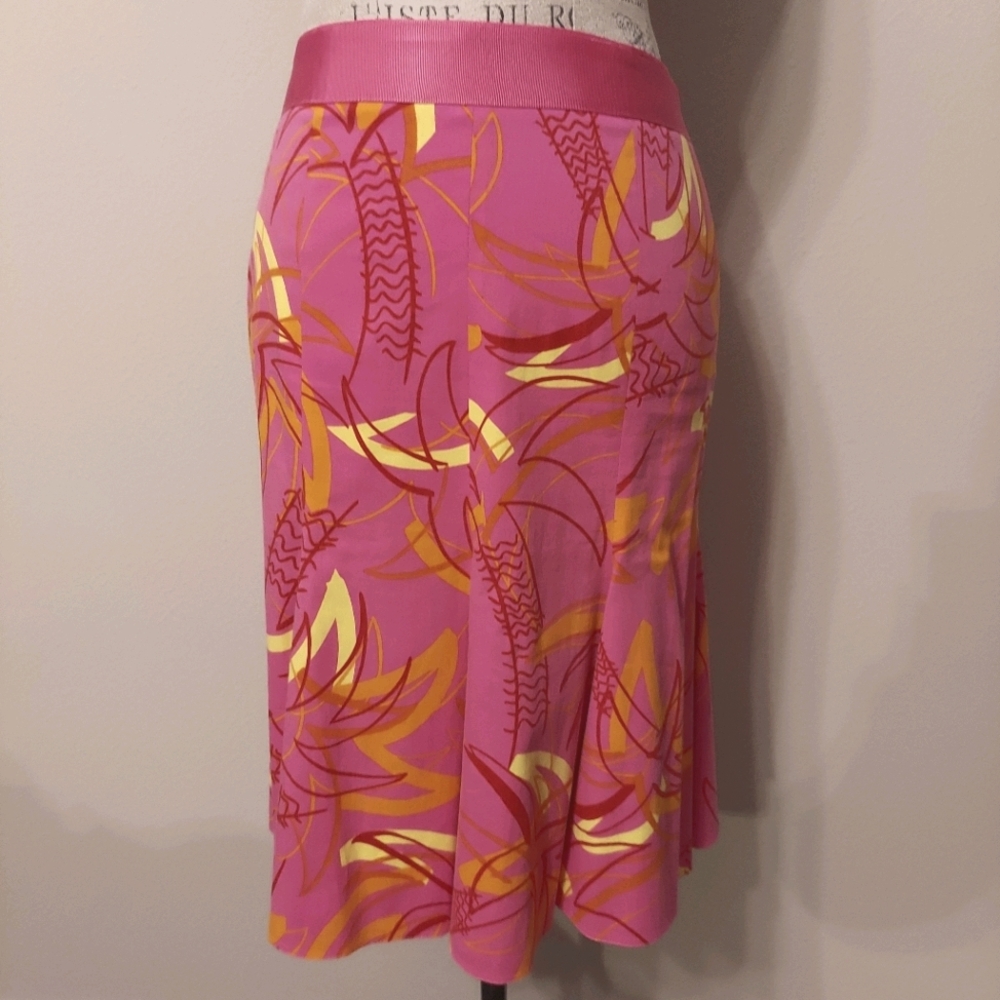 Blumarine Cotton/Spandex Pink Palm Tree Skirt Sz6